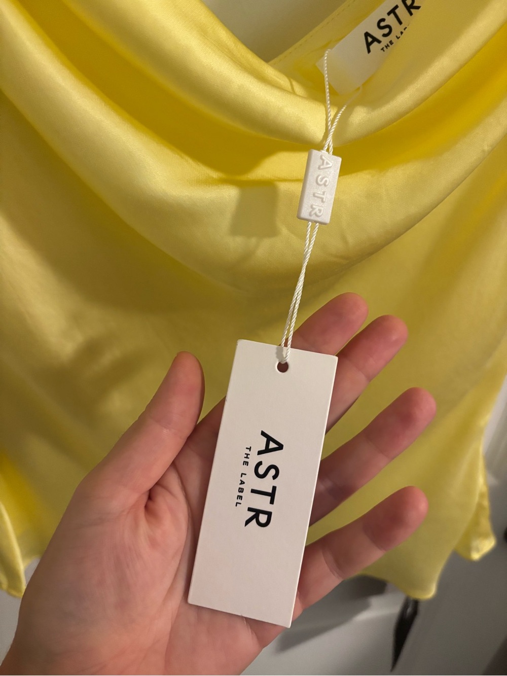 NEW ASTR THE LABEL Allexina Top Lemon Yellow Satin Size Small - Picture 11 of 13